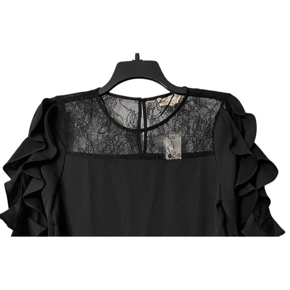NWT‎ Philosophy Womens Black Short Sleeve Lace Casual Dress Size Small